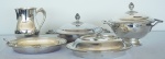 Parte de baixelas em metal espessurado a prata da marca Frakalanza, monogramadas, composto de, sopeira, terrina, legumeira, saladeira, jarra e concha, total 6 peças. OBS: RETIRADA NO LOCAL AV ATLANTICA