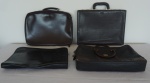 Lote composto de 4 maletas em couro das marcas, Hugo Boss, Bagagio, Natan e DI, (marcas do tempo). OBS: RETIRADA NO LOCAL AV ATLANTICA