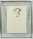 A.A.BARRIO. "Figura ", desenho a caneta, 32 x 24 cm. Assinado, localizado e datado  no CSD, Paris 1976. Emoldurado com vidro, 39 x 27 cm.