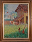 HAYDEA SANTIAGO - " Quintal" , óleo s/ tela, medindo 100x70 cm, assinado no CIE, datado de 1925