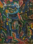 JORGE GUINLE. "Abstrato", óleo s/tela, 85 x 64 cm. Assinado , datado ,frente e verso, 1986. Emoldurado, 89 x 69 cm. Com certificado.
