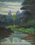 FERNANDO FAN - Paisagem Teresópolis, óleo s/ tela, medindo 34x26 cm, c/ moldura 38x29 cm. Ver catálogo Bolsa de Arte de 12/04/2005.