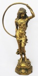 Escultura em bronze dourado, representando "Ninfa". Alt. 88 cm.