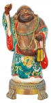 Antiga escultura em porcelana, representando Buda. Alt. total 36 cm(no estado)