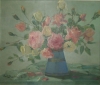 EMIL MARCHAND. " Vaso com Flores ", óleo s/tela, medindo 60 x 73 cm.