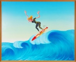 ROBERTO MAGALHÃES . " Surfista", óleo s/tela med. 80 cm x 100 cm. Assinado e datado no CID, 2006. Emoldurado med.  86 cm x 105 cm.