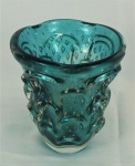 Vaso de cristal de Murano na cor turquesa. Alt. 20 cm