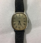 Relógio de pulso feminino, Omega - caixa em metal e pulseira em couro no estado (máquina no estado não verificada)