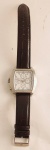 Relógio masculino, Monte Carlo Jóias, caixa retangular em aço med  35x40 mm, pulseira em couro, em bom estado de conservação ( máquina no estado não verificada)
