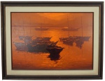 Romanelli - "Marinha" óleo sobre tela, assinado c.i.e. e no verso datado 1989.Medidas 70 x 1,00 cm e moldura 98 x 1,28 cm.