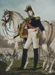 Louis Gabriel Suchet - (02/03/1770 - 03/01/1826) - Militar do Império, gravura colorida antiga, gravado por Charon depois de Aubry e publicado por Jean. Medida 58 x 42 cm, sem moldura.(Algumas manchas)