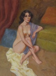 OSCAR PALACIO. "Figura feminina", óleo s/tela, 40 x 30 cm .Assinado.