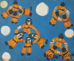 ANTONIO POTEIRO. " Ciranda", óleo s/tela, 25 x 30 cm. Assinado cid e verso , datado 2009. (09449).