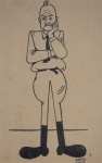 TOMAS SANTA ROSA. "Figura", nanquim s/papel, 14,5 x 9 cm. Assinado cid. (08203)
