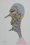 ROBERTO MAGALHÃES."Habitante da Cidade", lápis de cor e nanquim, 45 x 30 cm. Assinado cie, datado 2006. (03546).
