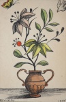 REYNALDO. "Vaso com flores", 14 x 19 cm. Assinado no CIE e datado no CID,1975.(7039)