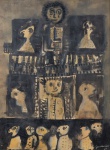 RUBENS GERCHMANN."Sem título", técnica mista s/papel,  34  x 26 cm. Assinado cid, datado 1964. (05799).