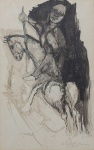 MARCELO GRASMANN. "Guerreiro", técnica mista s/papel, 40 x 25 cm. Assinado cid (06484).