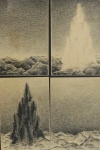 ELIANE SOARES - 4 paisagens, crayon, assinado e datado 1978, medindo 15x10 cm cada, moldura c/ vidro 38x28 cm