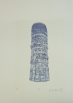 CILDO MEIRELES. "Babel", P.A.,  gravura em talho-doce, 53,5 x 39 cm. Assinado e datado de próprio punho , 2019. Feita em papel especial Hanne Muller. Sem moldura.