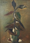 VICENTE MARTIN, importante pintor Uruguaio. Natureza morta, representando vaso de flor, óleo s/ tela, 69 x 49 cm, assinado no CSE. No verso, assinado e datado 1960. Emoldurado, 88 x 68 cm. Participou da Bienal de São Paulo.
