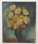 L. CELLI. "Vaso de Flores", óleo s/ tela, 46 x 38 cm s/ moldura, assinado e datado 1958 no CID, no estado.