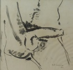 SORENSEN. "Erótico", guache s/ papel, medindo 45 x 46 cm, assinado e datado 1985 no CID. Emoldurado, 51 x 53 cm, no estado.