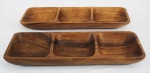 Par de petisqueiras em madeira, marca Ecology, medindo 33x12 cm