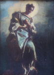 Escola Européia - Escola de El-Greco, "Figura de Santo", óleo s/ tela, medindo 47 x 36 cm. Emoldurado, medindo 53 x 41 cm.