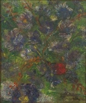 MUSZWNSKA. "Flores", pintor polonês, óleo s/ madeira, assinado no CID, medindo 68 x 58 cm. No estado, apresentando furos na tela.