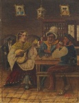 Autor Desconhecido. "Músicos", óleo s/ tela s/ madeira, antiga Casa Cavalier, medindo 36 x 28 cm s/ moldura.