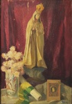 PAULINA. "Nossa Senhora", óleo s/ tela, assinado no CID, medindo 49 x 56 cm.