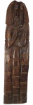 Esculturas em madeira, sem assinatura, medindo 115 x 28 cm.