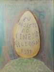 AUGUSTO HERKENHOFF. "Eu desisti do cinema nacional 1988", óleo s/ tela, assinado e datado 1998 no verso, medindo 80 x 60 cm. Emoldurado, medindo 84 x 63 cm.