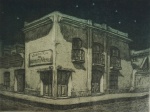 JULIAN GONZALEZ. "Media Noche Barrio Montserrat", gravura em metal, medindo 33 x 38 cm sem moldura. Assinado e localizado Buenos Aires.