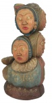 HIGINO D'ALMEIDA. Arte Popular, escultura em madeira policromada representando "As 4 Marias", medindo 60 x 30 x 30 cm. Assinada e localizado B.H. - Minas Gerais.