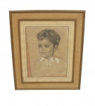 ASS. ILEGÍVEL - " retrato Paulo Antônio", desenho, medindo 39x30 cm, emoldurado c/ vidro. medida total 62x54 cm
