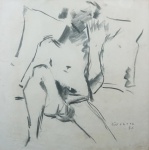 SORENSEN. "Erótico", crayon, 46 x 46 cm. Assinado e datado no CID, 85. Emoldurado com vidro, 57 x 57 cm.