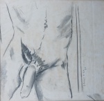SORENSEN. "Erótico", crayon, 46 x 46 cm. Assinado e datado no CID, 85. Emoldurado com vidro, 56 x 56 cm.
