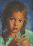 ANGELA CARVALHO - " figura de menina" óleo s/ tela, assinado no CIE, medindo 33x24 cm, c/ moldura 56x47 cm.