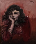 ALBERY. Figura feminina", óleo s/tela, 65 x 54 cm. Assinado no CSD e verso , datado, Rio 1/6/81. Emoldurado, 85 x 75 cm.