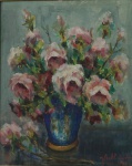 JOSE MARIA DE ALMEIDA. "vaso com flores", óleo s/tela. 46 x 38 cm. Assinado, 1970. Emoldurado, 61 x 53 cm.