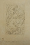 Assinatura Ilegível. "Menina com Animal", litogravura, medindo 27 x 19 cm sem moldura. Assinado e datado 1939 no CID.