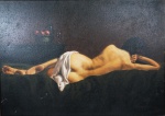 Vilmar Lopes - "Nu", óleo sobre tela, assinado c.i.d. e datado de 97. Medidas, tela 50 x 70 cm, moldura 76 x 96 cm.