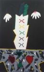 ANGELO DE AQUINO ( 1947 - 2007). "Vaso branco, fundo preto", óleo s/tela, 160 x 100 cm. Assinado no verso e cache da Galeria de Arte Ipanema. Sem moldura.