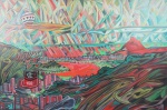ALOIZIO ZALUAR - "Diversidade", Zurara 95 - Rio de Janeiro, óleo sobre tela, assinado frente e verso. Medidas, tela 1,00 x 1,50, moldura 1,02 x 1,52 cm.