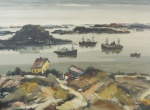 SYLVIO PINTO. "Ponta da Areia - Niterói", óleo s/tela,60 x 81 cm.  Assinado frente e verso, datado de1950. Emoldurado, 84 x 105 cm.