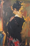ROBERTO DE SOUZA. "Figura feminina", óleo s/tela, 60 x 40 cm. Assinado no CIE. Emoldurado, 80 x 59 cm.