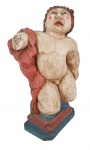 JOÃO. ARTE POPULAR. Escultura em madeira policromada representando "Anjo". Assinada. Medidas 60 x 30 x 30 cm.