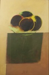 Scliar - "Frutas no prato", vinil e colagem encerado sobre eucatex, assinado frente e verso, datado e localizado, Cabo Frio RJ 1986. Medidas, pintura 56 x 37 cm, moldura 88 x 68 cm.